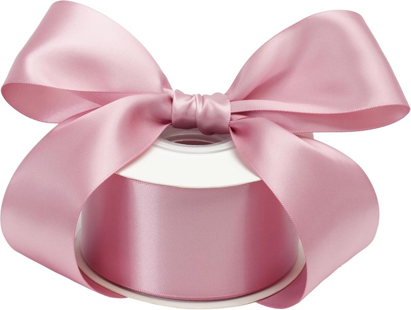 DINDOSAL Rose Pink Double Face Satin Ribbon - Thick Dusty Rose - 25 Yards for Gift Wrapping, Wedding Decor, Bridal Bouquet, Party Decorations, DIY Crafts, Diaper Cakes, Hair Bows - Image 1